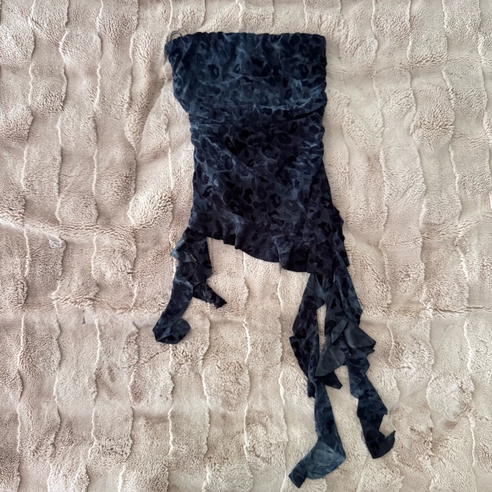 Black Animal Print Fringe Scarf